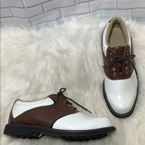 Dunlop Brown/White Sport Saddle Golf‎ Shoes Sz 9.5